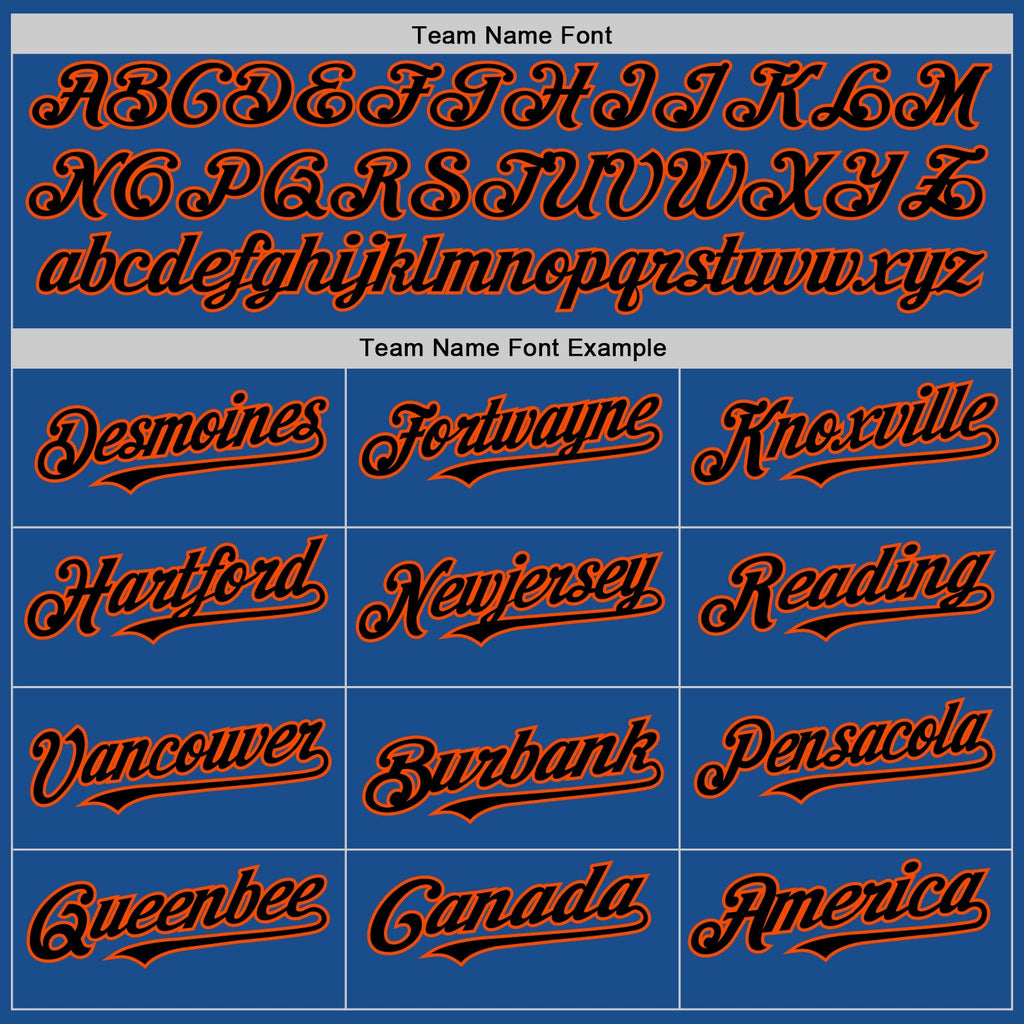 Custom Blue Black-Orange Mesh Authentic Throwback Baseball Jersey