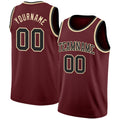 Custom Burgundy Black-Cream Authentic Basketball Jersey