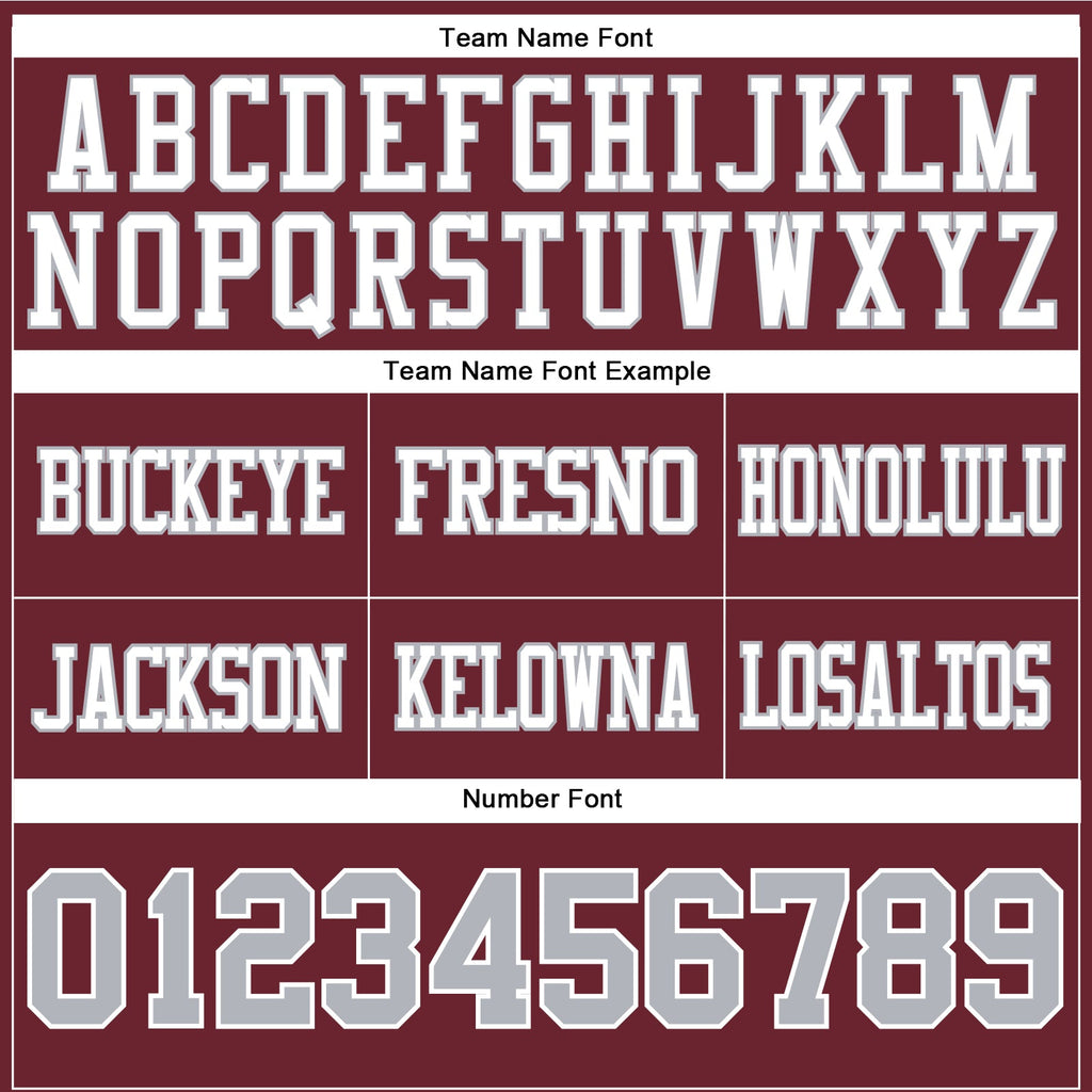 Custom Burgundy Gray-White Authentic Football Jersey