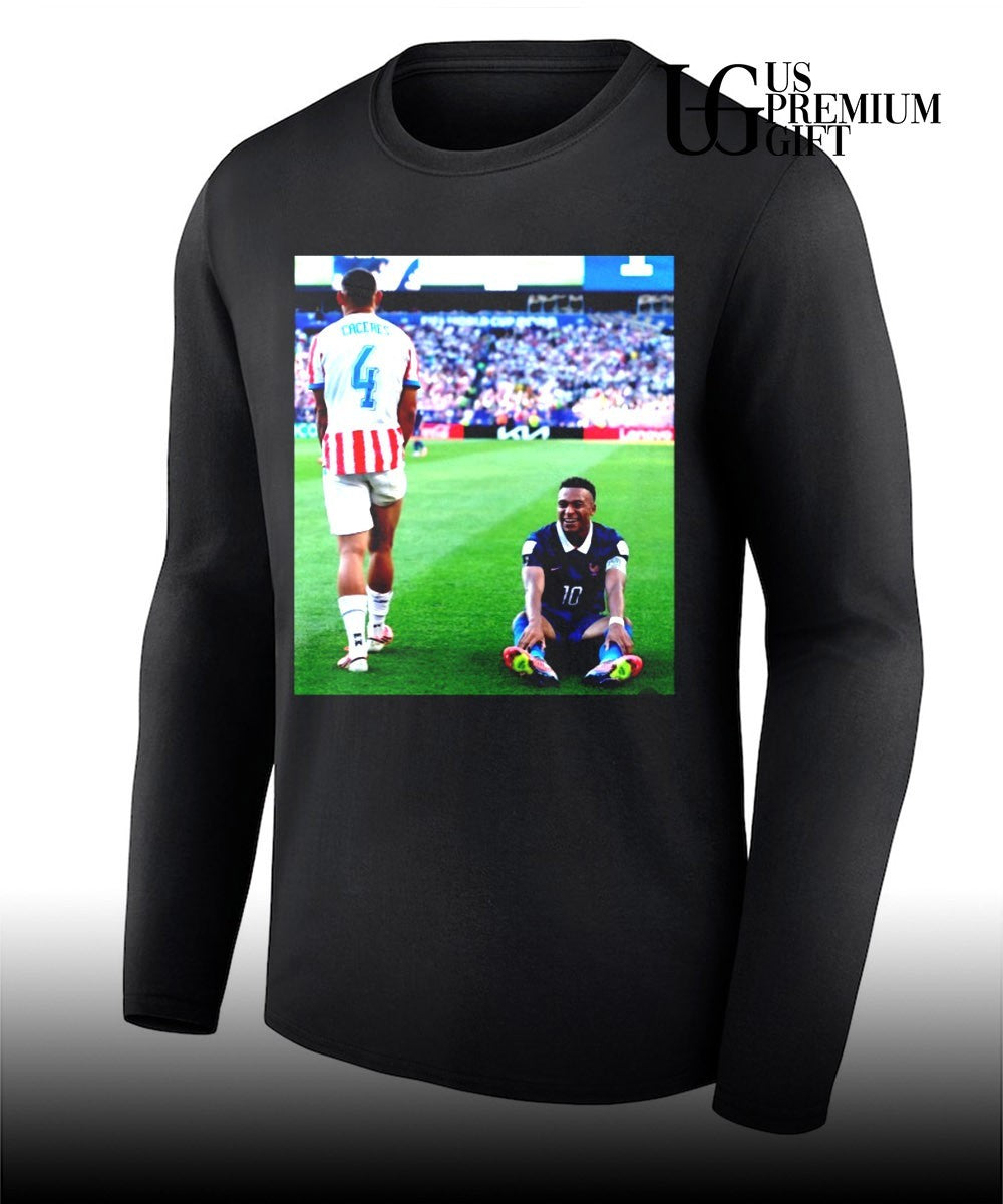 Caceres Mbappe celebration France over Paraguay 2026 World Cup shirt