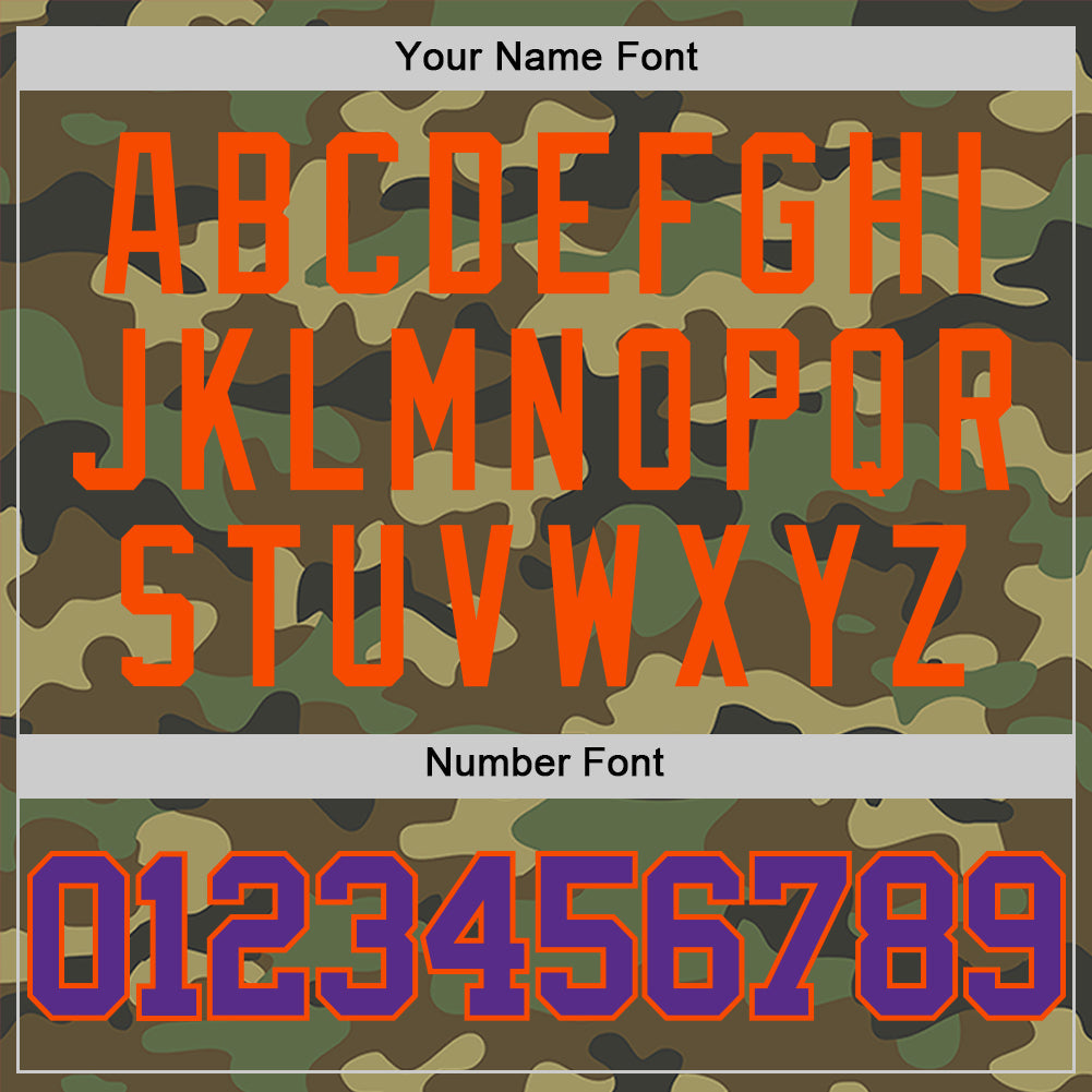 Custom Camo Purple-Orange Authentic Salute To Service Basketball Jersey
