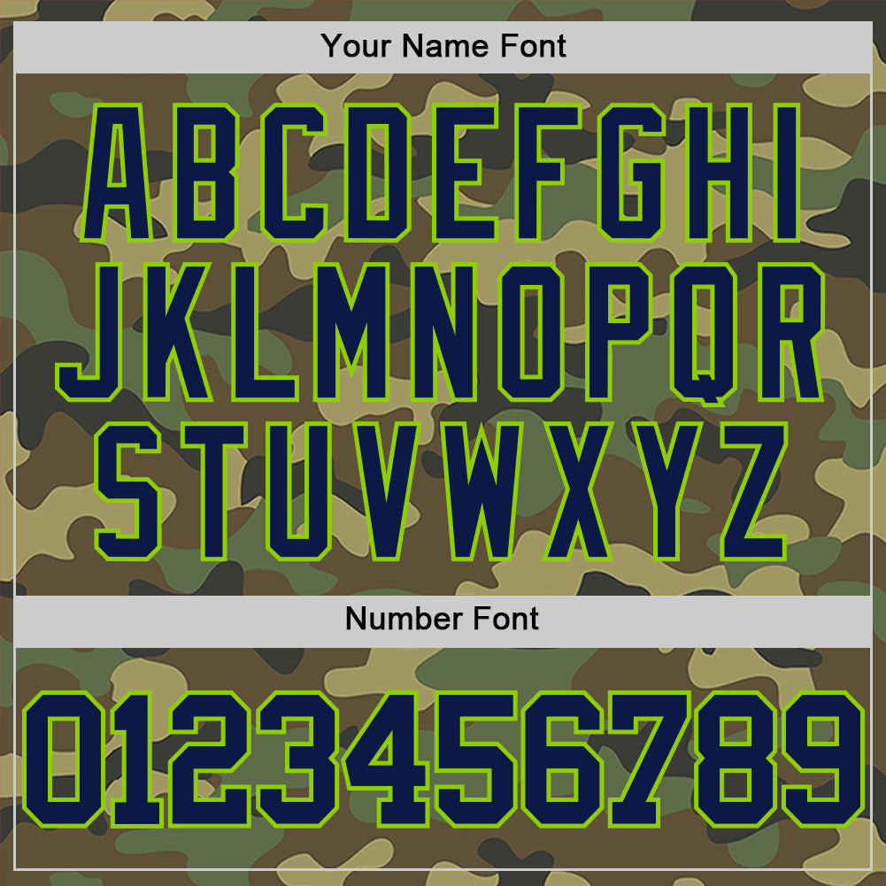 Custom Camo Navy-Neon Green Authentic Salute To Service Basketball Jersey