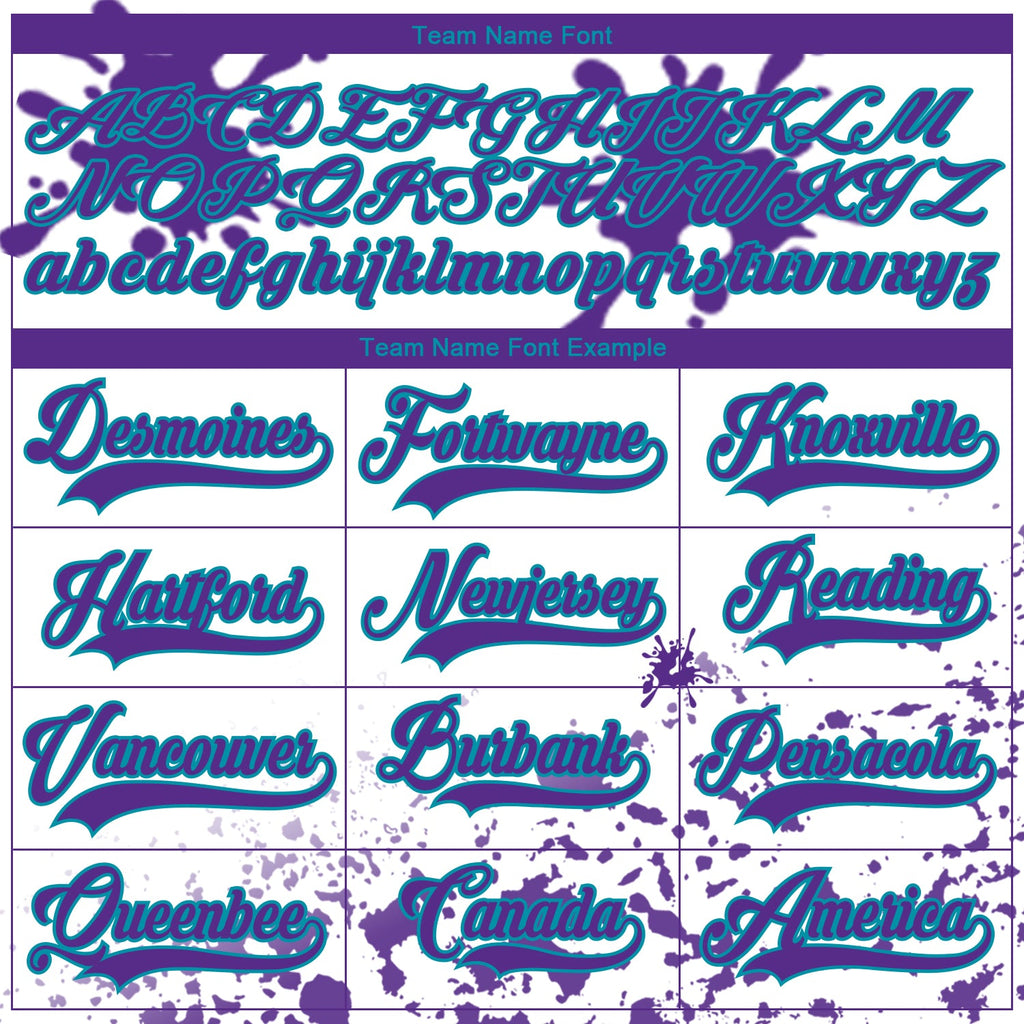 Custom Camo Purple Teal-White Splash Hockey Lace Neck Jersey
