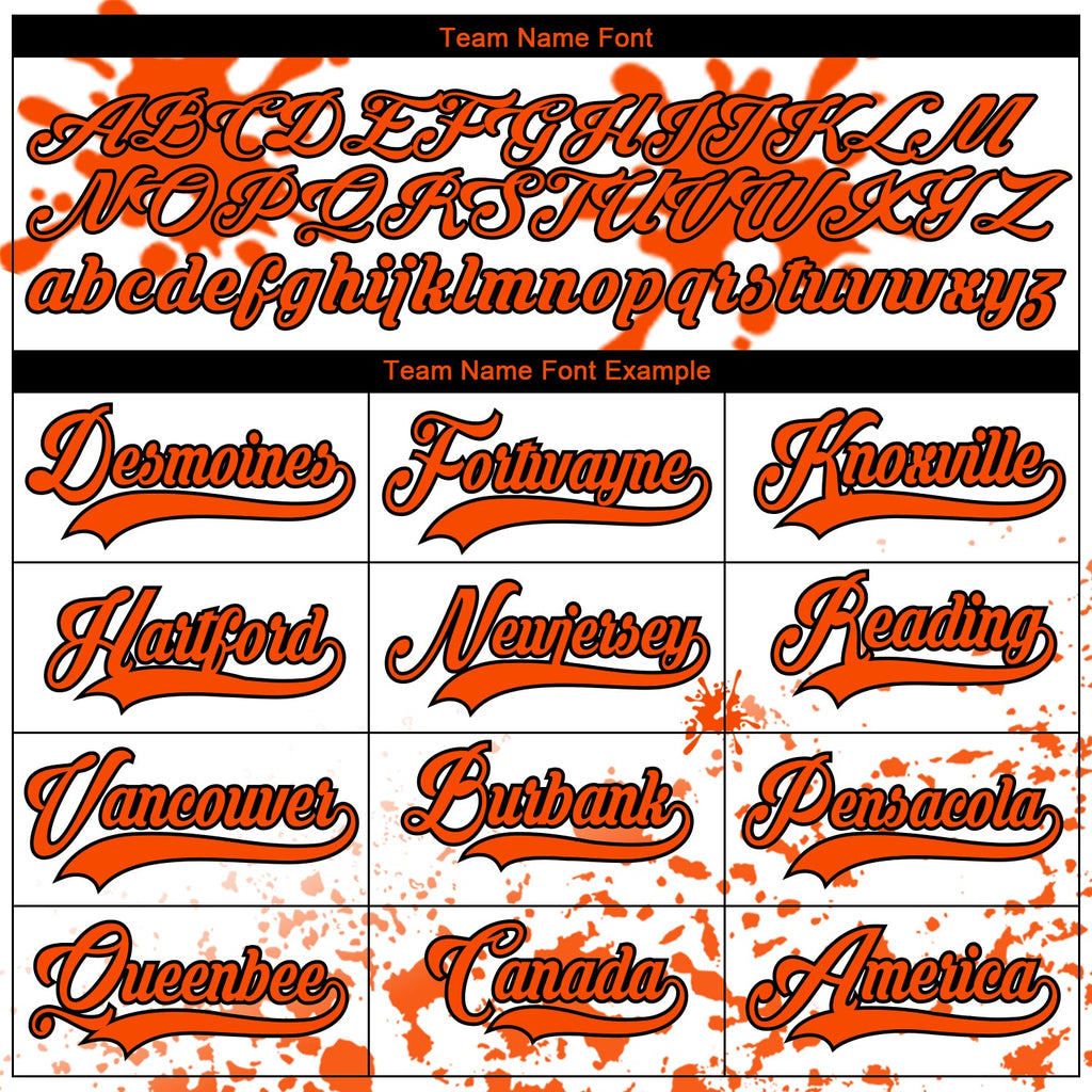 Custom Camo Orange Black-White Splash Hockey Lace Neck Jersey