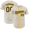 Custom Cream Black Pinstripe Gold Authentic Baseball Jersey