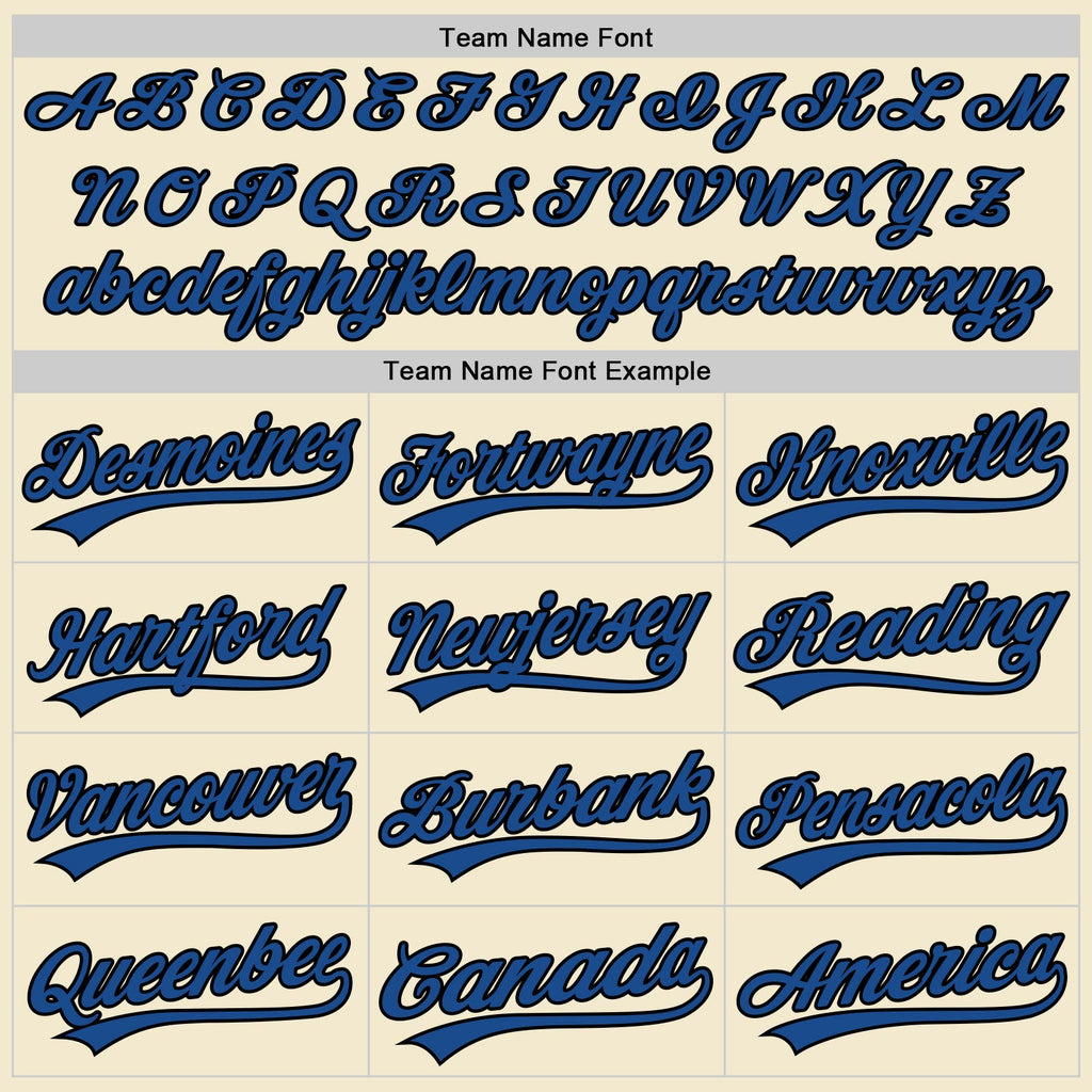 Custom Cream Black-Blue Authentic Throwback Baseball Jersey
