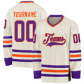 Custom Cream Purple-Orange Hockey Jersey