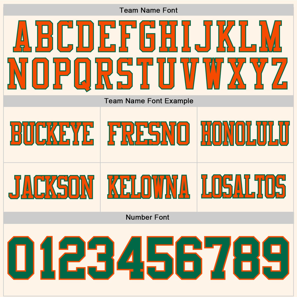 Custom Cream Kelly Green-Orange Authentic Football Jersey