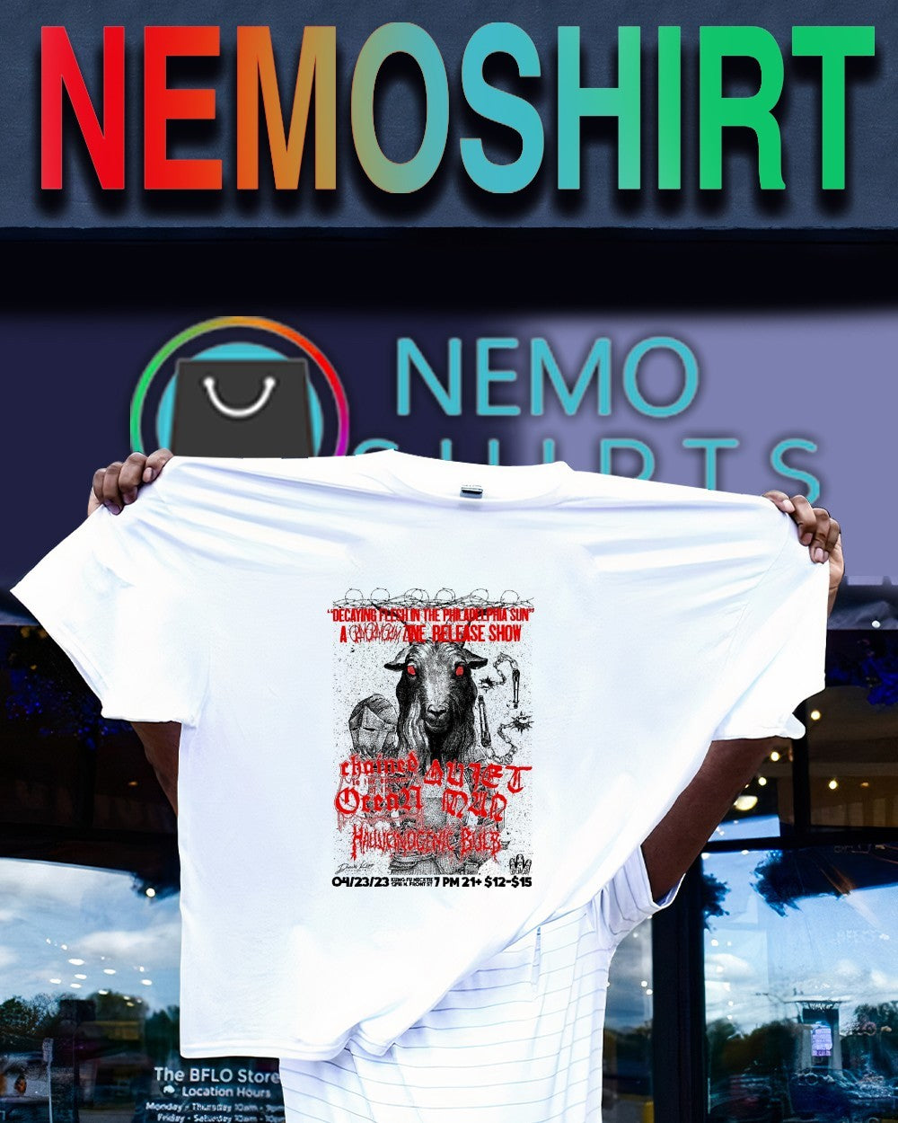 Decaying flesh in the Philadelphia Sun Kung Fu Necktie shirt
