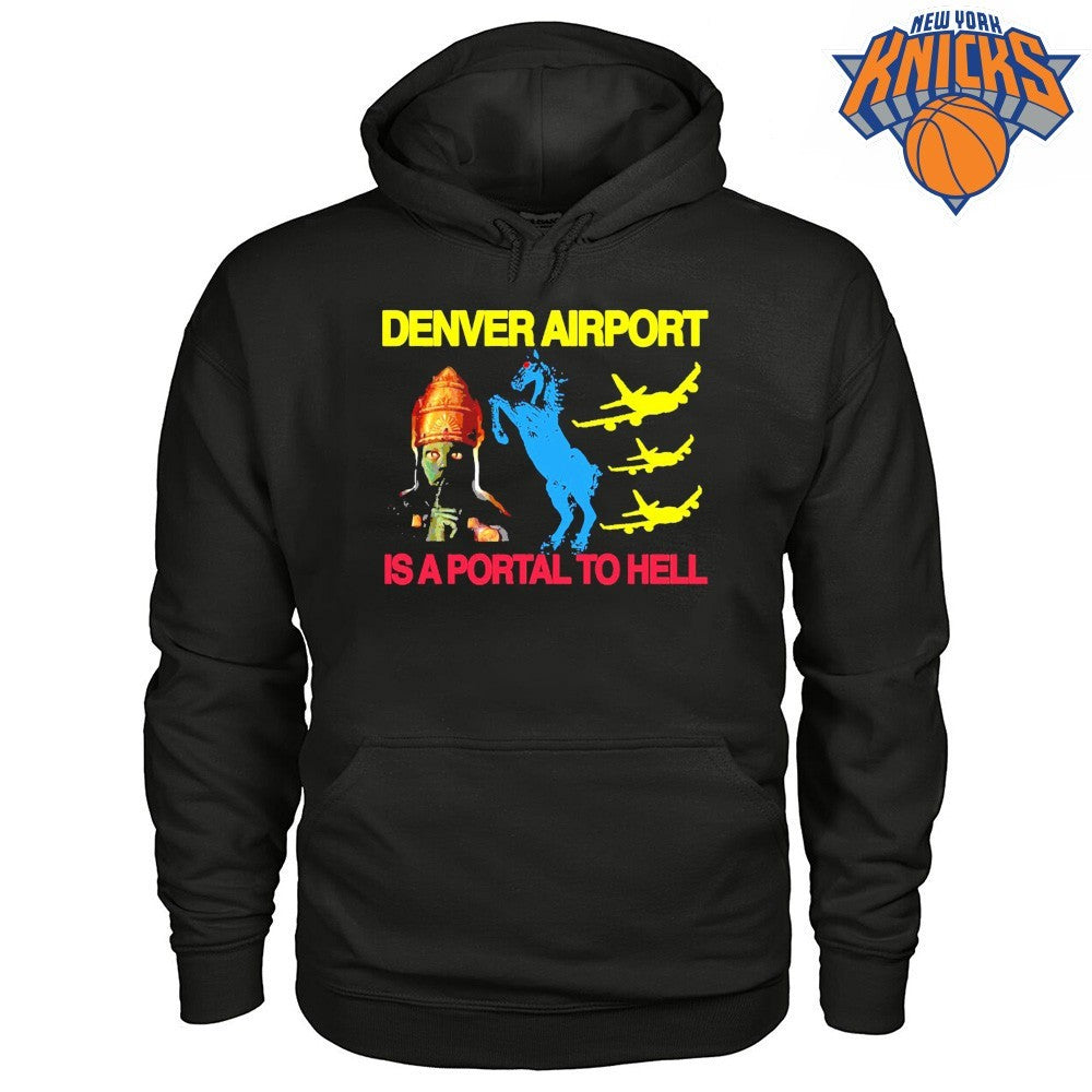 Denver Airport Is A Portal To Hell Conspiracy Theory Blucifer Horse Cryptid Graphic Shirt