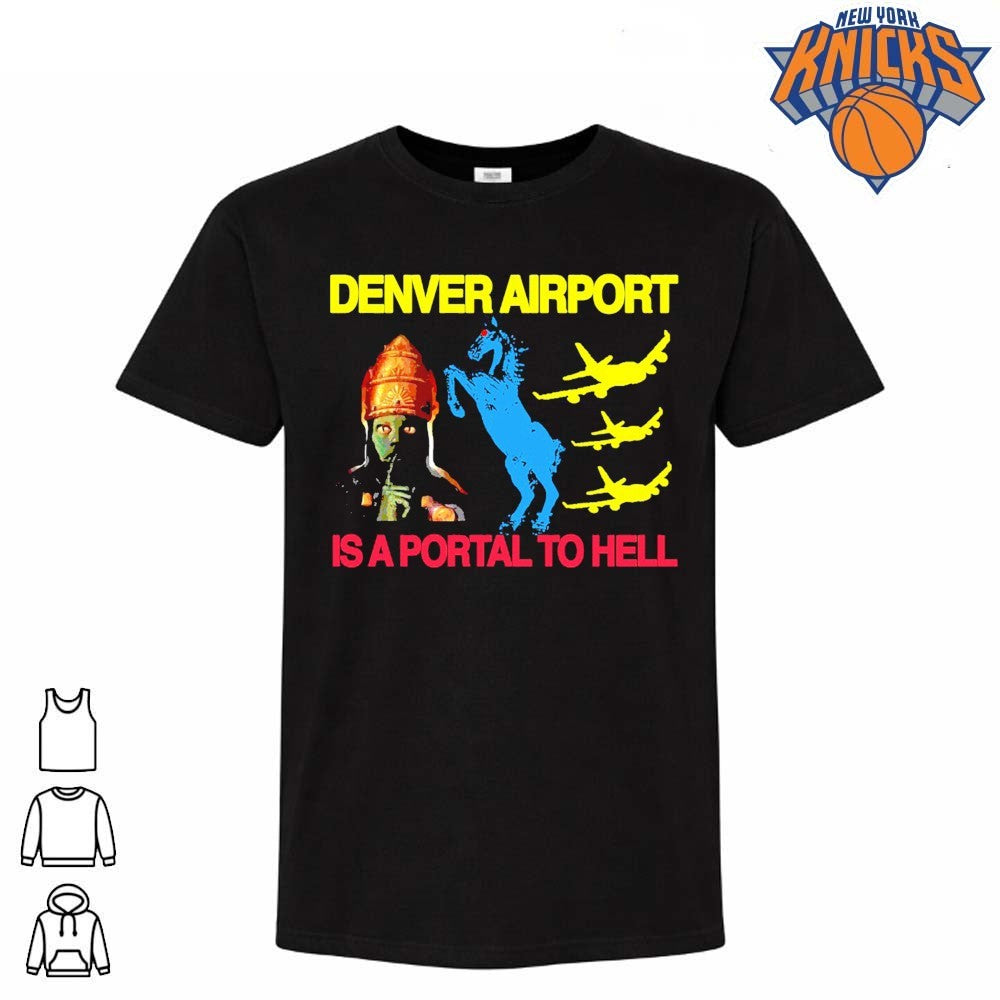 Denver Airport Is A Portal To Hell Conspiracy Theory Blucifer Horse Cryptid Graphic Shirt