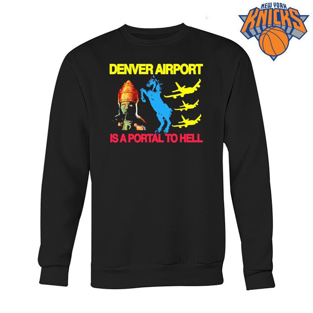 Denver Airport Is A Portal To Hell Conspiracy Theory Blucifer Horse Cryptid Graphic Shirt
