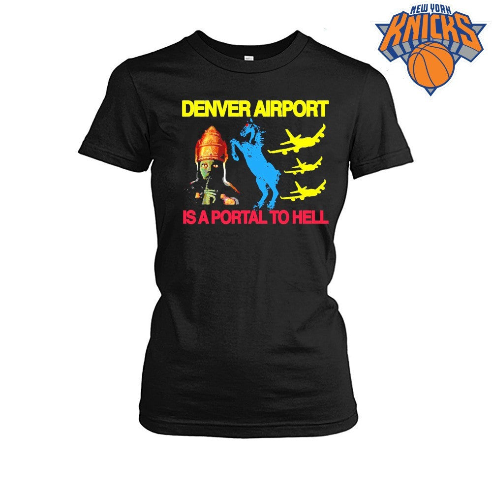 Denver Airport Is A Portal To Hell Conspiracy Theory Blucifer Horse Cryptid Graphic Shirt