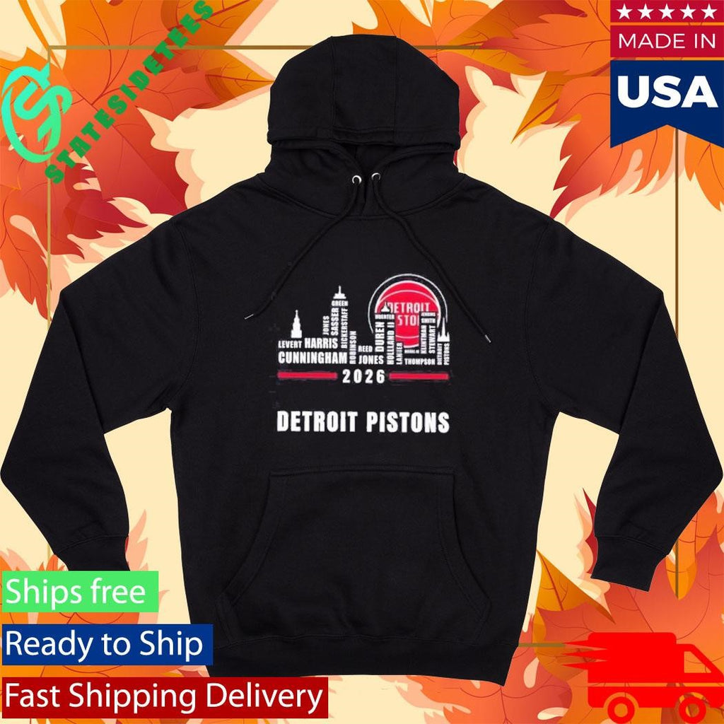 Detroit Pistons 2026 Greatest Of All Time Players City Skyline Shirt
