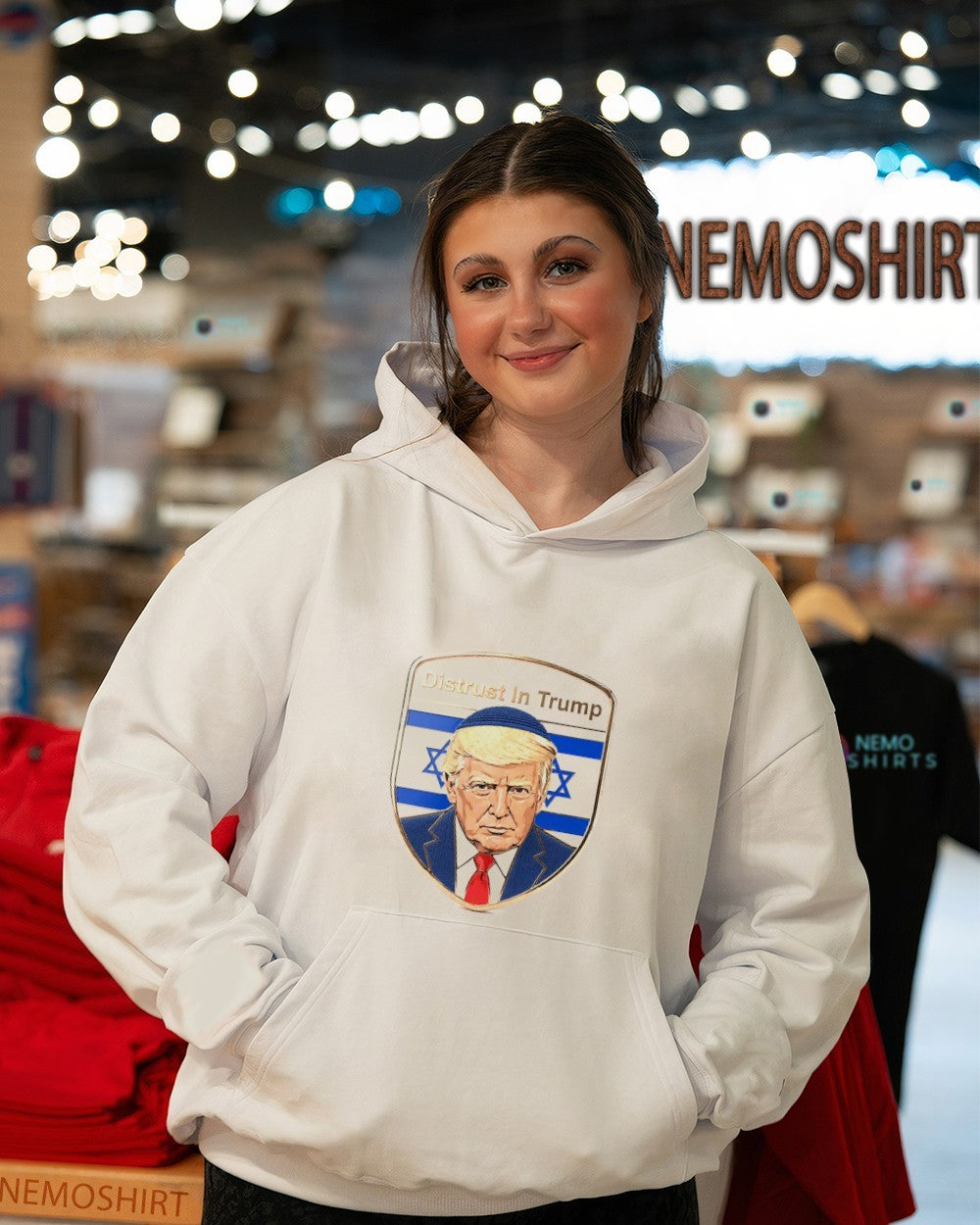 Distrust in Trump Israeli flag shirt