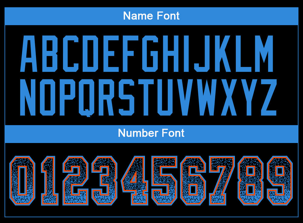 Custom Black Powder Blue-Orange Drift Fashion Football Jersey