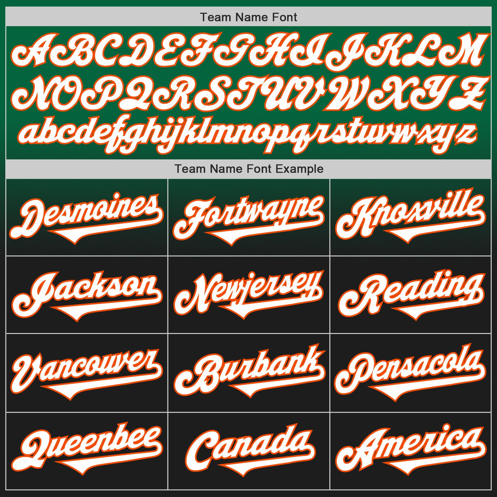 Custom Kelly Green Black-Orange Authentic Fade Fashion Baseball Jersey