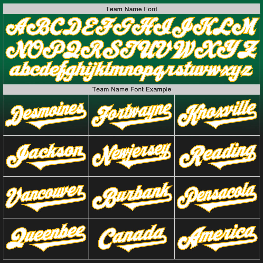 Custom Kelly Green Black-Gold Authentic Fade Fashion Baseball Jersey