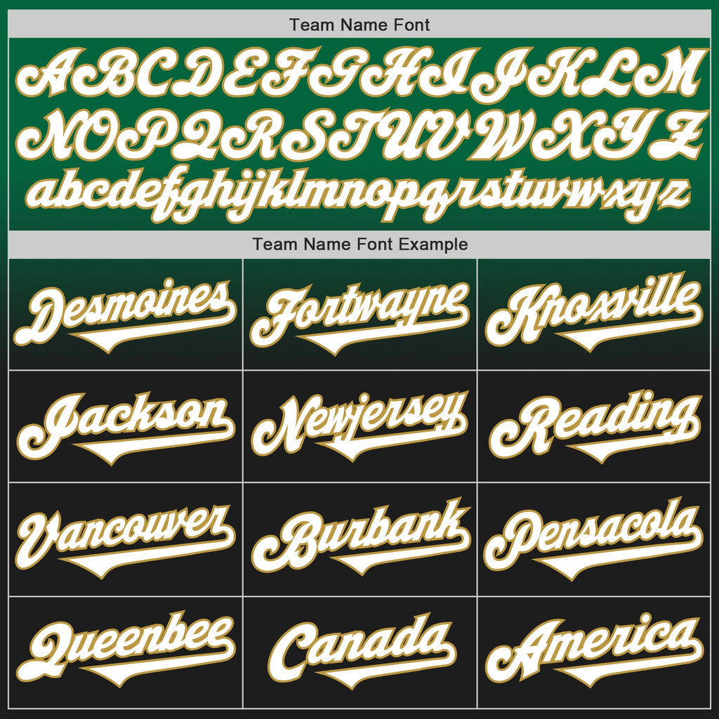 Custom Kelly Green Black-Old Gold Authentic Fade Fashion Baseball Jersey