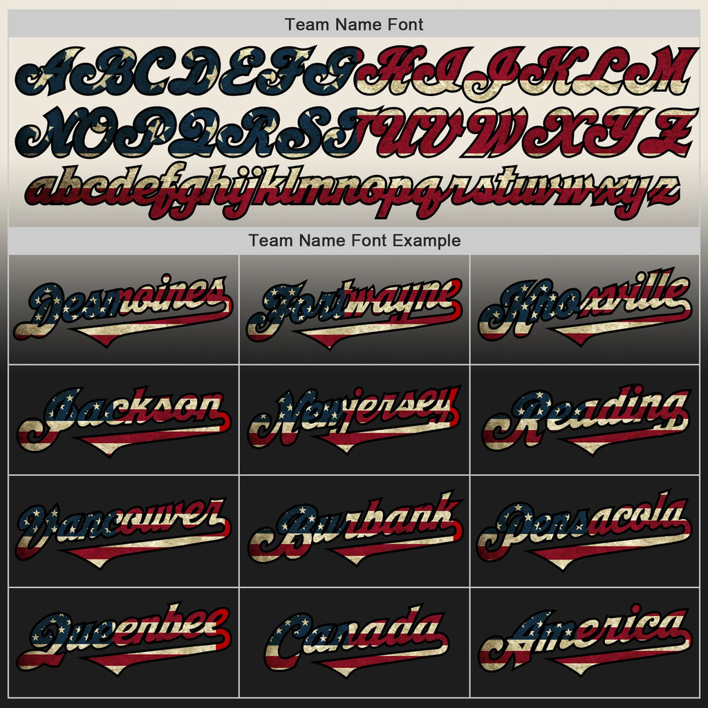 Custom Cream Vintage USA Flag-Black Authentic Fade Fashion Baseball Jersey
