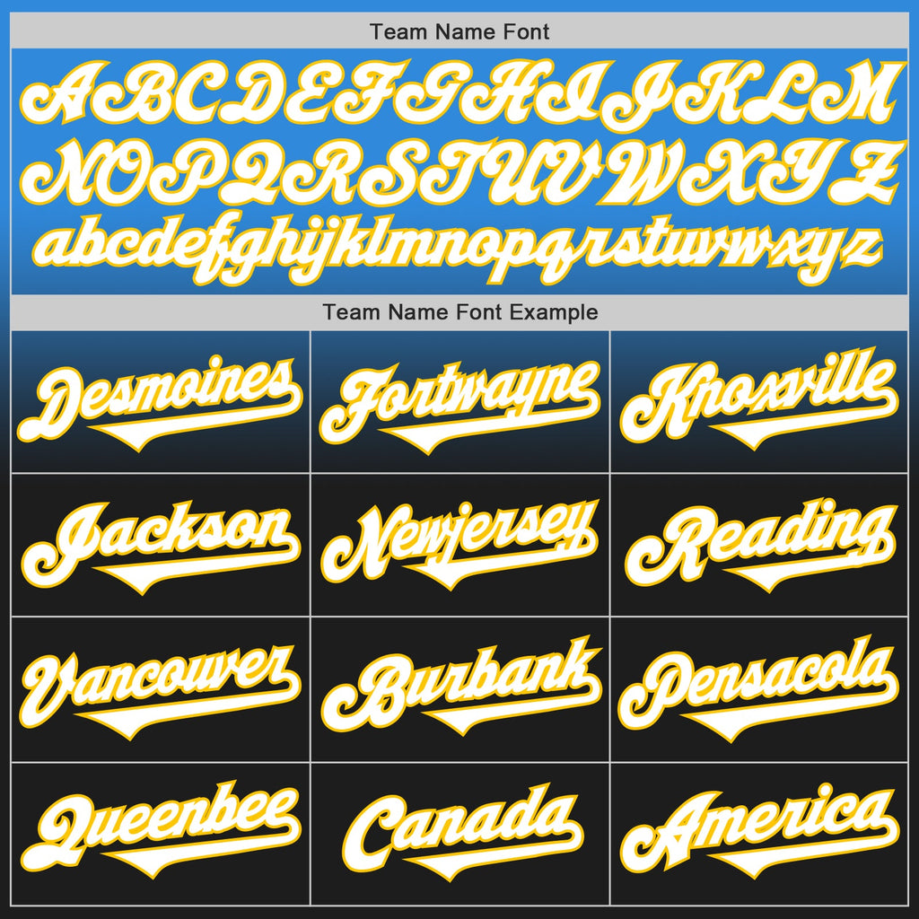 Custom Electric Blue Black-Yellow Authentic Fade Fashion Baseball Jersey