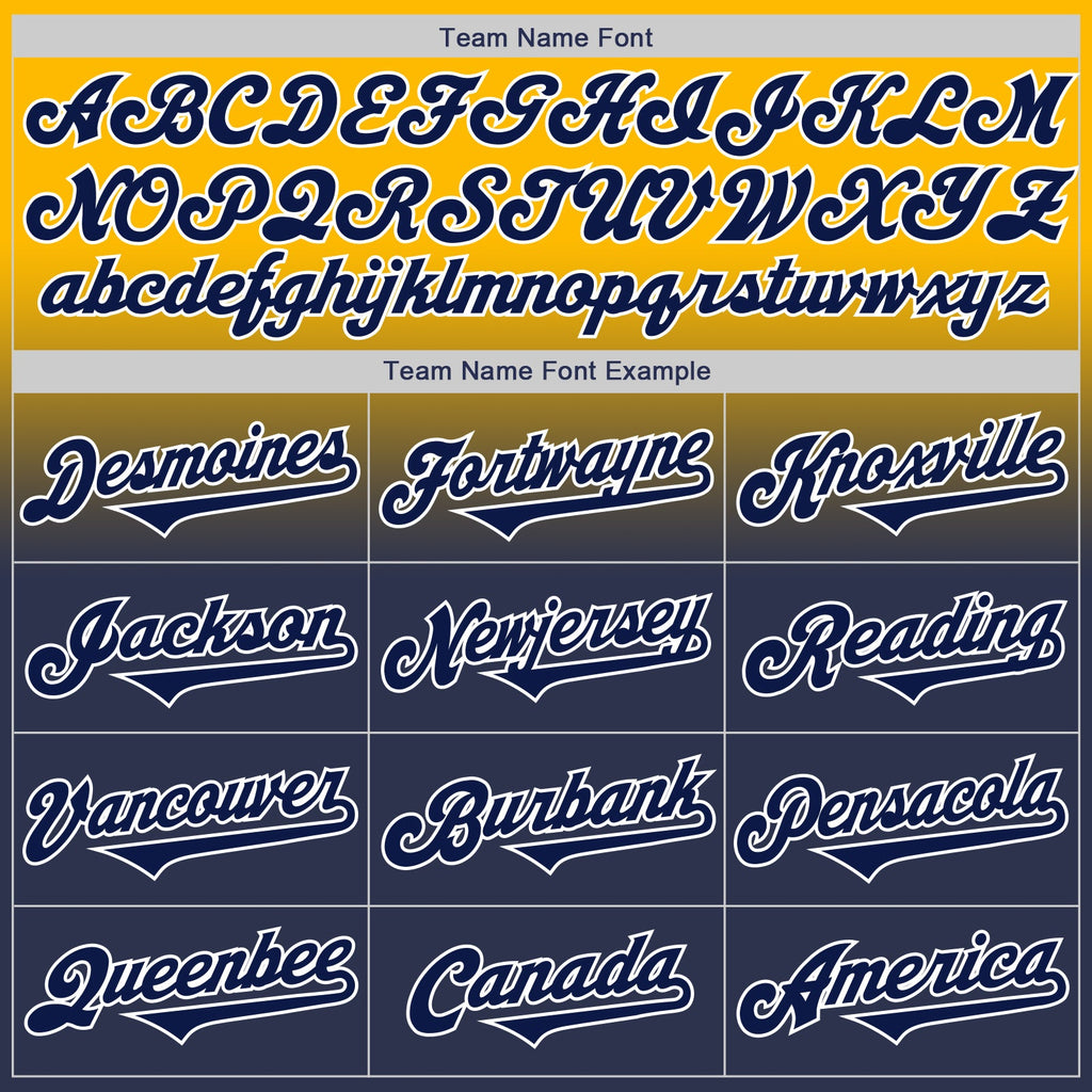Custom Gold Navy-White Authentic Fade Fashion Baseball Jersey
