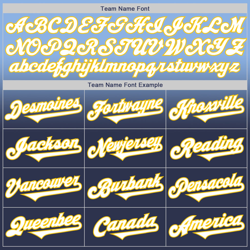 Custom Light Blue Navy-Yellow Authentic Fade Fashion Baseball Jersey