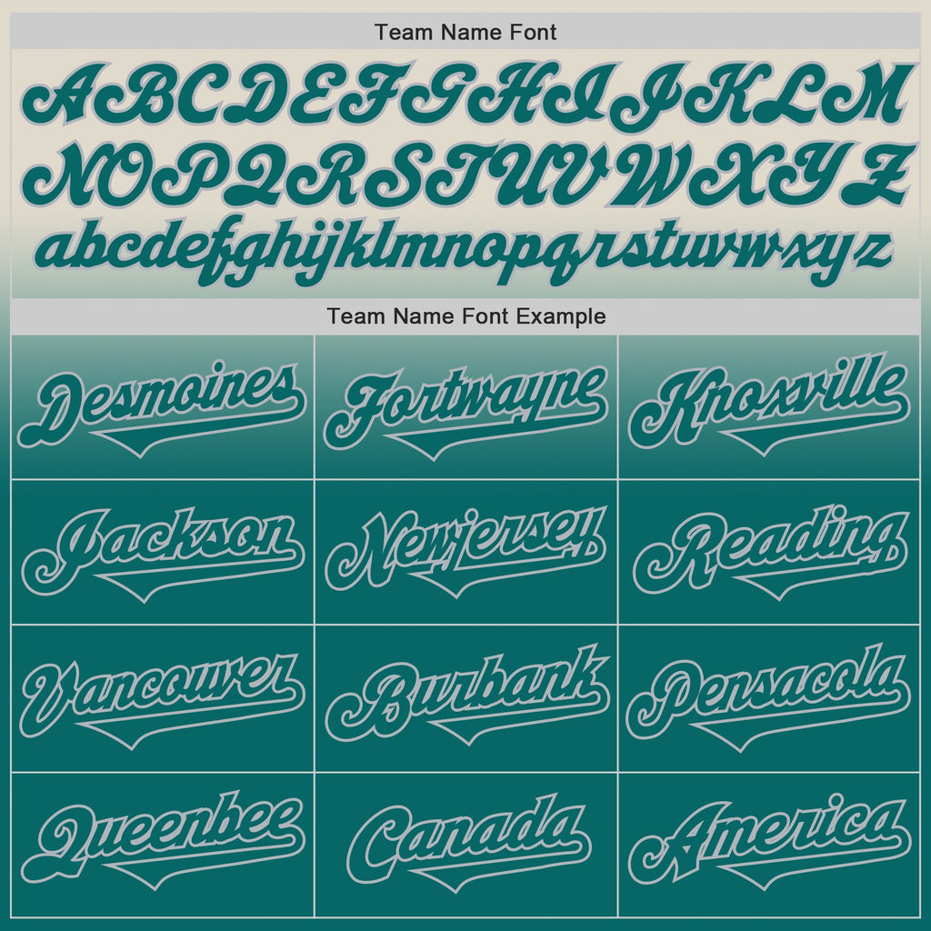Custom Cream Teal-Gray Authentic Fade Fashion Baseball Jersey