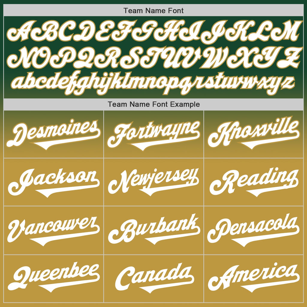 Custom Green White-Old Gold Authentic Fade Fashion Baseball Jersey