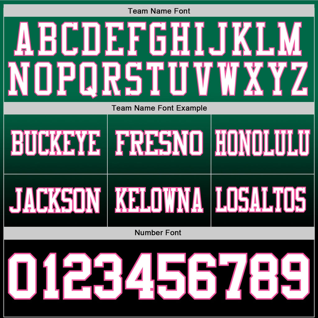 Custom Kelly Green White Black-Pink Authentic Fade Fashion Football Jersey
