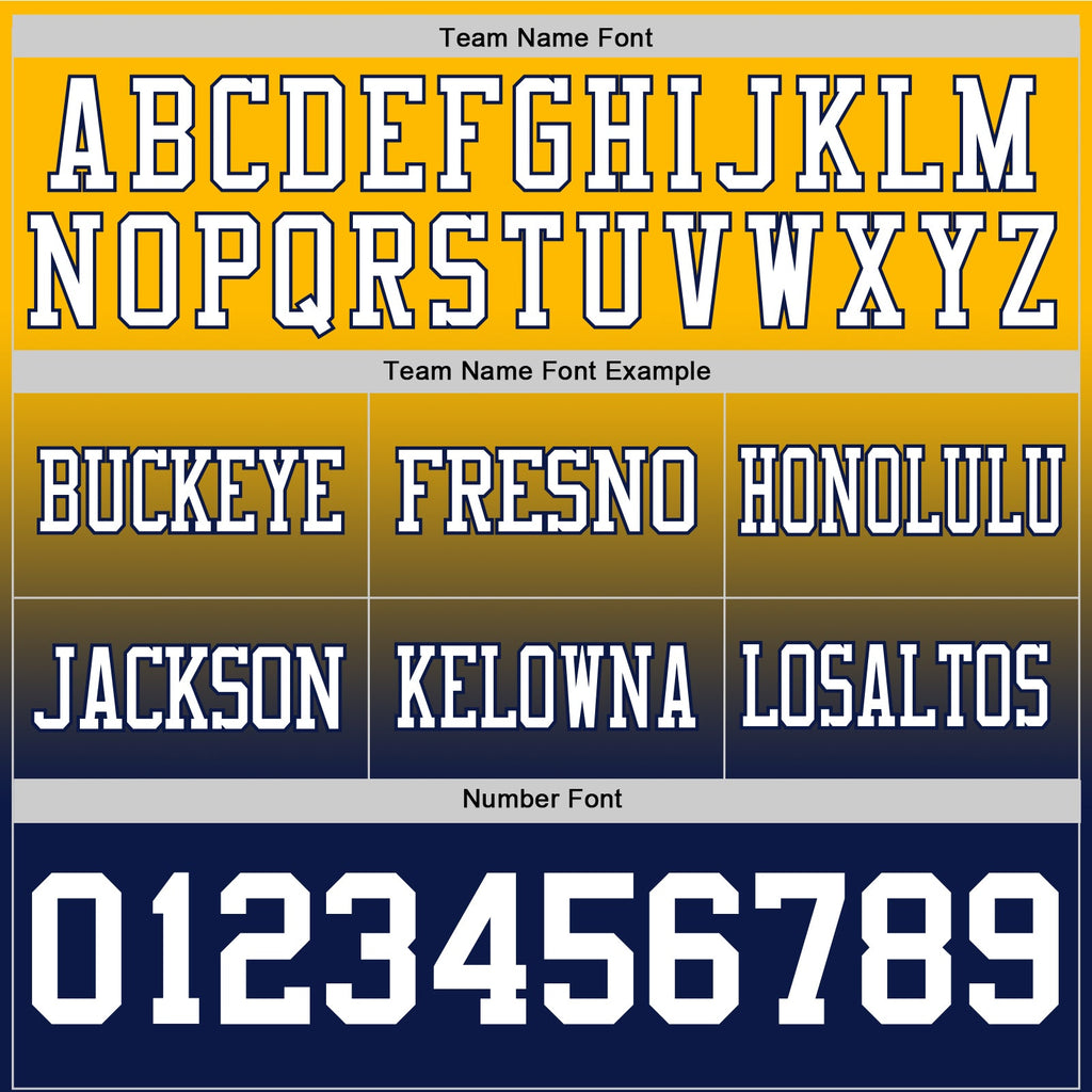 Custom Gold White-Navy Authentic Fade Fashion Football Jersey
