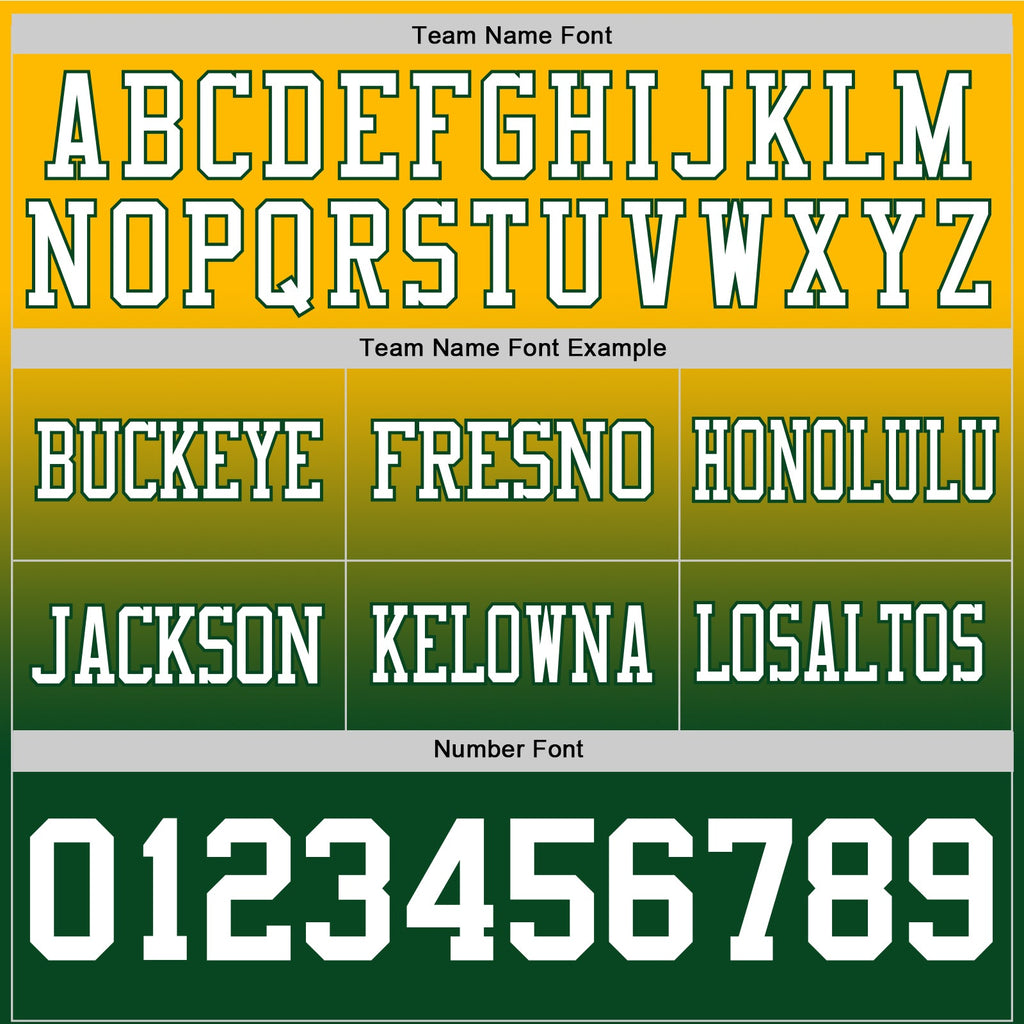Custom Gold White-Green Authentic Fade Fashion Football Jersey