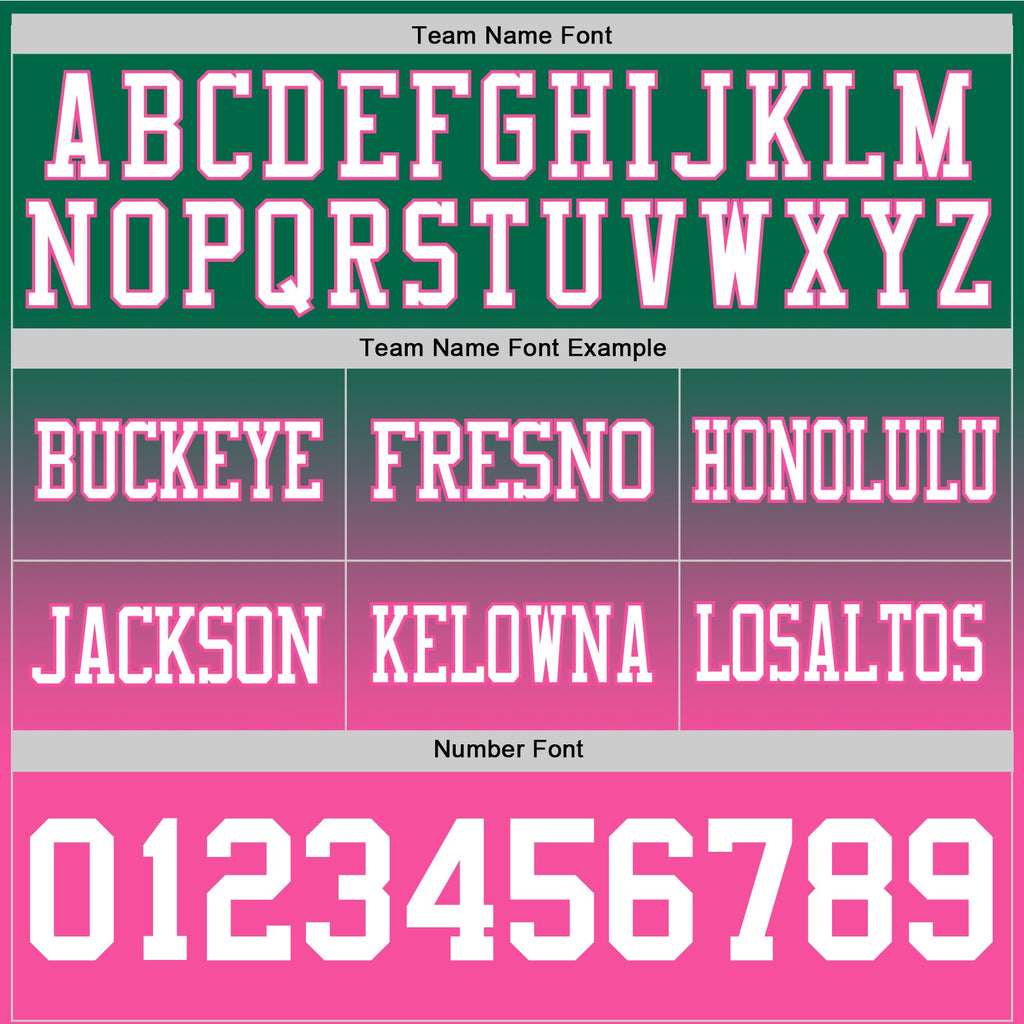 Custom Kelly Green White-Pink Authentic Fade Fashion Football Jersey
