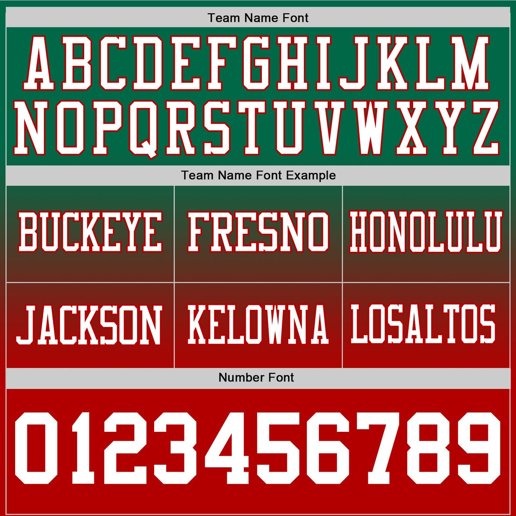 Custom Kelly Green White-Red Authentic Fade Fashion Football Jersey