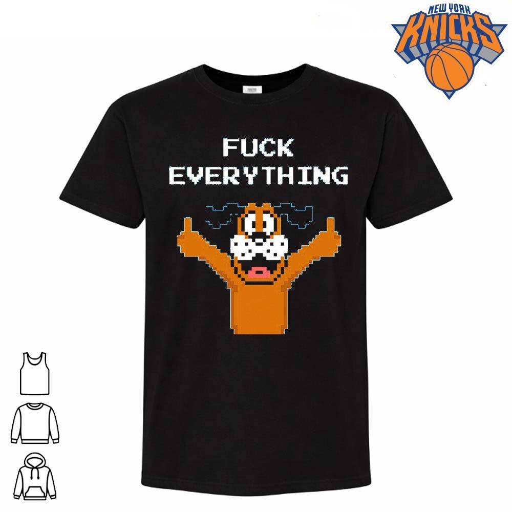 Fuck Everything Pixel Art Duck Hunt Dog Funny Middle Fingers Meme Shirt