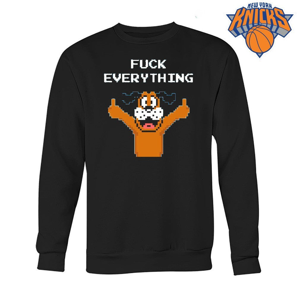Fuck Everything Pixel Art Duck Hunt Dog Funny Middle Fingers Meme Shirt