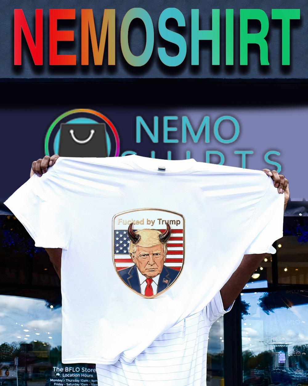 Fucked by Trump devil horns American flag shirt