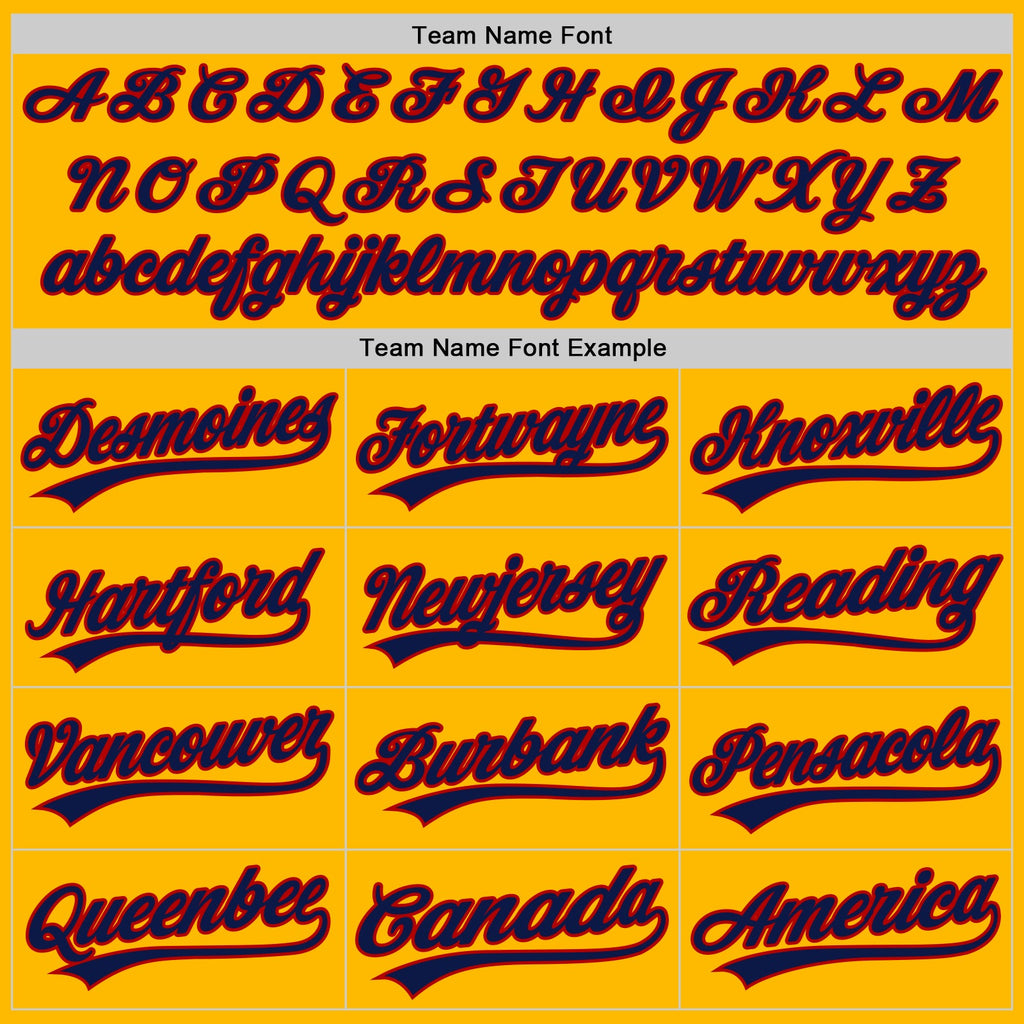 Custom Gold Navy-Red Authentic Throwback Baseball Jersey