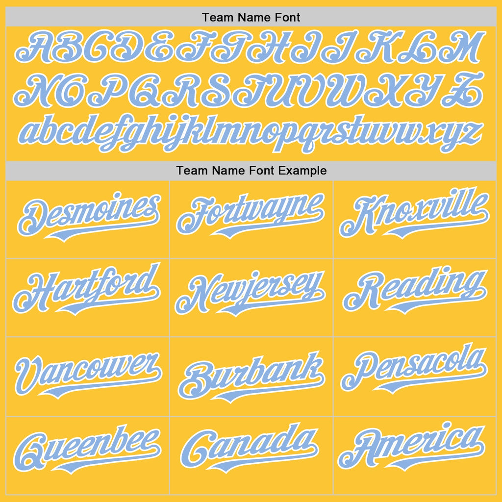 Custom Gold Light Blue-White Mesh Authentic Throwback Baseball Jersey