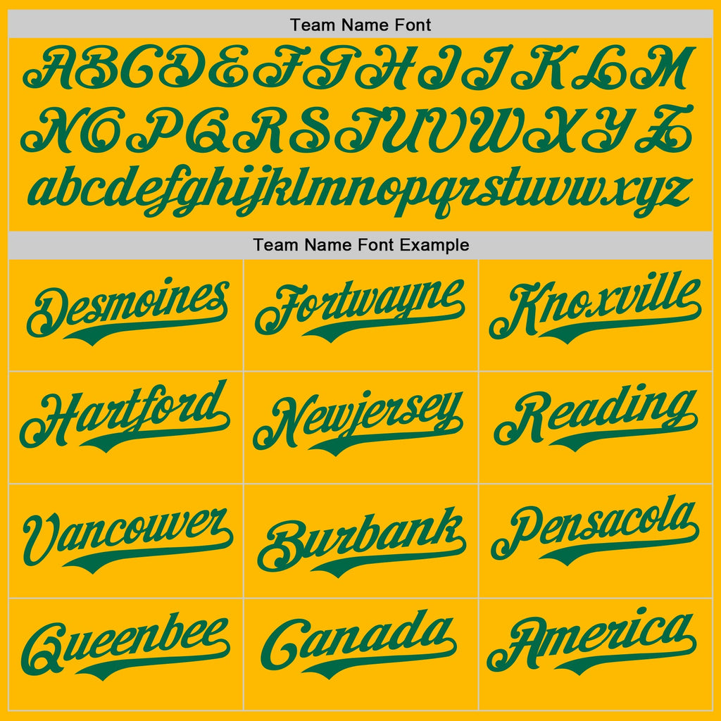 Custom Gold Kelly Green Authentic Baseball Jersey