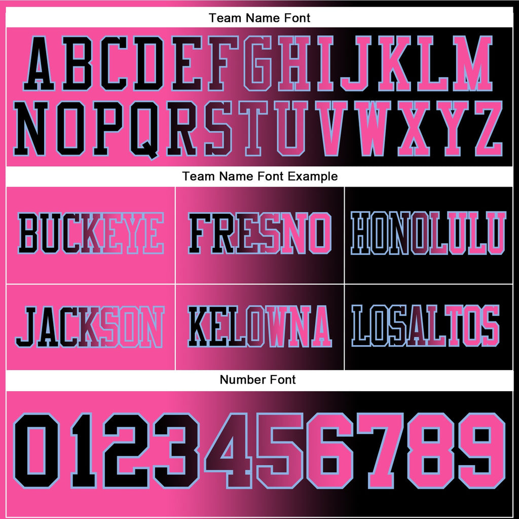 Custom Black Pink-Light Blue Authentic Gradient Fashion Football Jersey