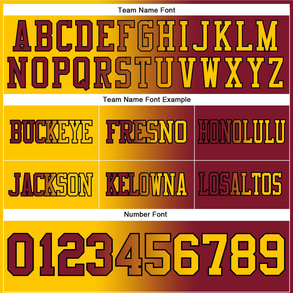 Custom Crimson Yellow-Black Authentic Gradient Fashion Football Jersey