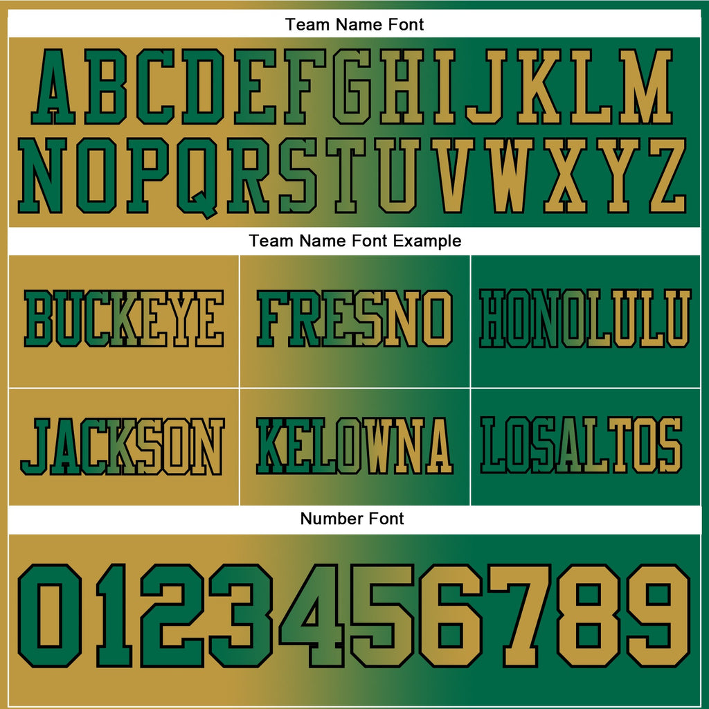 Custom Kelly Green Old Gold-Black Authentic Gradient Fashion Football Jersey