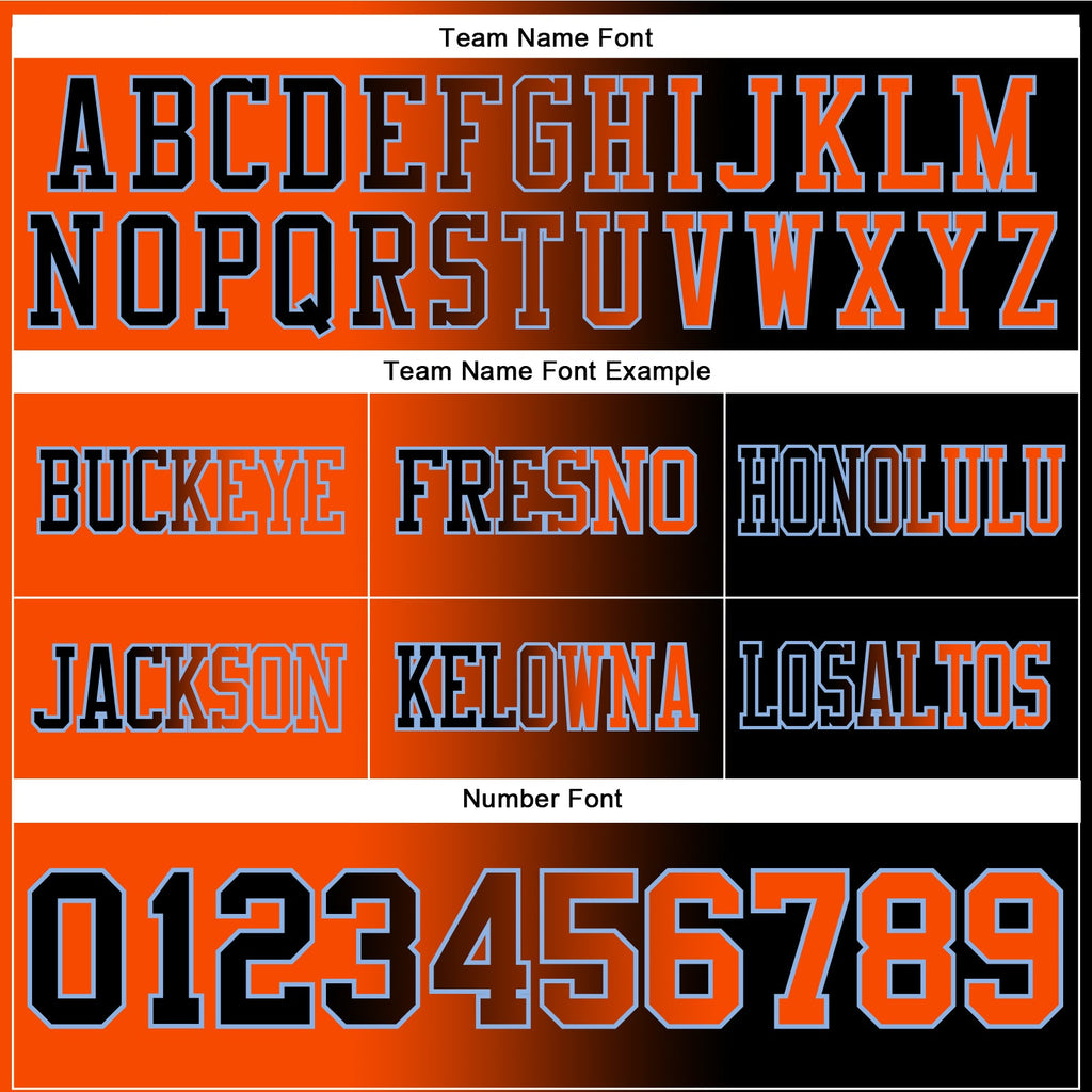 Custom Black Orange-Light Blue Authentic Gradient Fashion Football Jersey