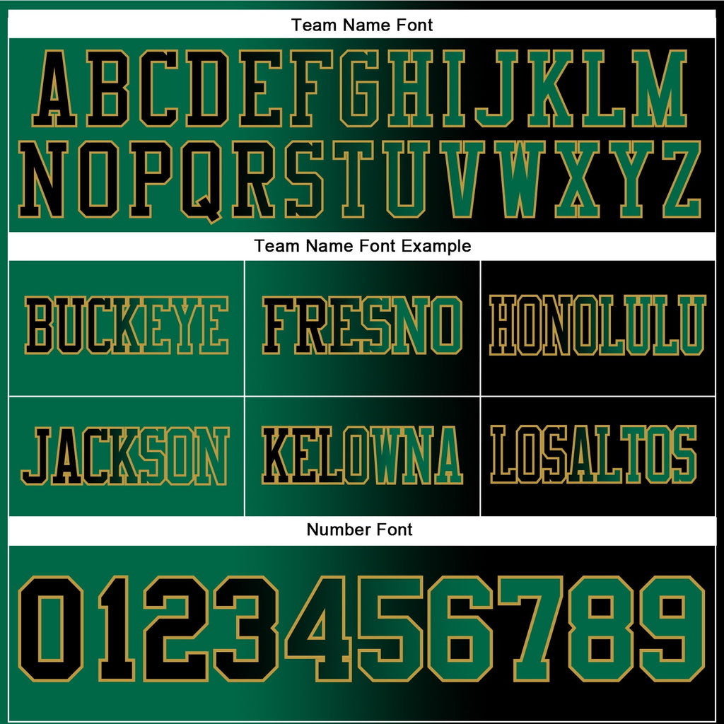 Custom Black Kelly Green-Old Gold Authentic Gradient Fashion Football Jersey