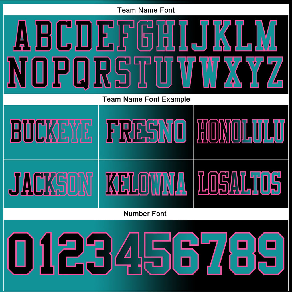 Custom Black Teal-Pink Authentic Gradient Fashion Football Jersey