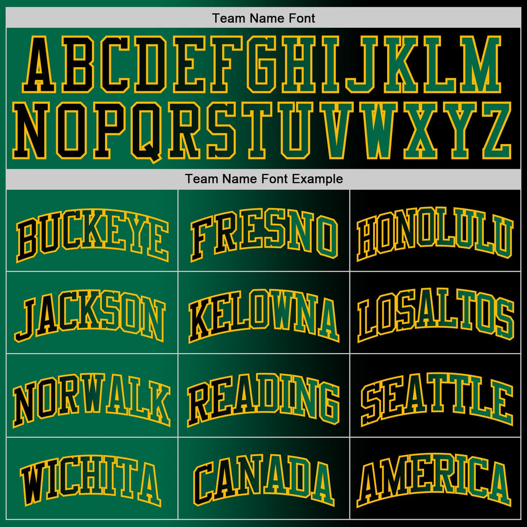Custom Black Kelly Green-Gold Authentic Gradient Fashion Basketball Jersey