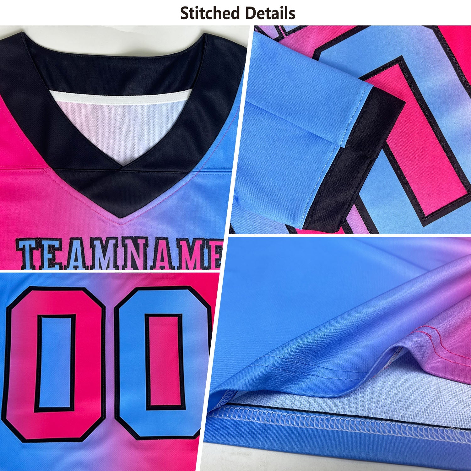Custom Black Purple-White Authentic Gradient Fashion Scratch Football Jersey