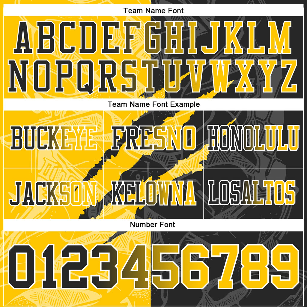 Custom Black Yellow-White Authentic Gradient Fashion Scratch Football Jersey