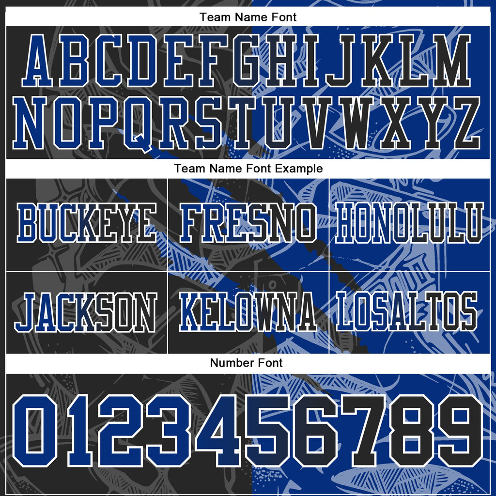 Custom Black Royal-White Authentic Gradient Fashion Scratch Football Jersey